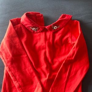 Red Peter pan collar shirt